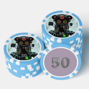 Lot De Jeton De Poker Robot 5 bleu clair 50 striped poker puce