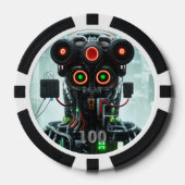 Lot De Jeton De Poker Robot 5 noir 100 puce de poker rayé (Recto)