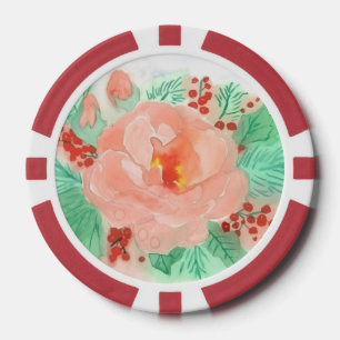Lot De Jeton De Poker Rose aquarelle française