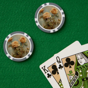 Lot De Jeton De Poker Roses Fleuris de Pêche Romantiques