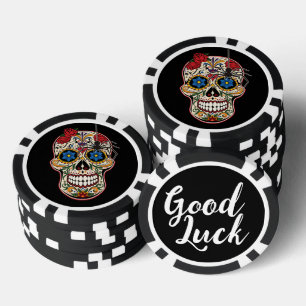 Lot De Jeton De Poker Roses Ornements Araignée Noire Gothique Crâne de S