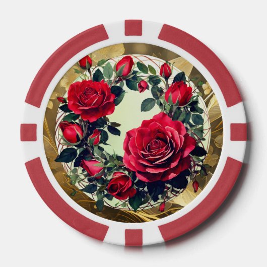 Lot De Jeton De Poker Roses rouges (Recto)