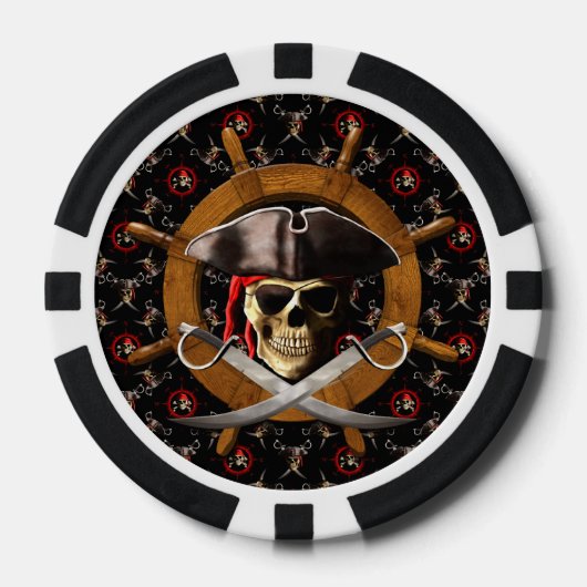 Lot De Jeton De Poker Roue jolly roger pirate (Recto)