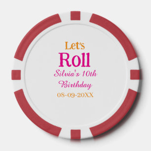 Lot De Jeton De Poker Roulons heureux 10e anniversaire ajouter nom retro