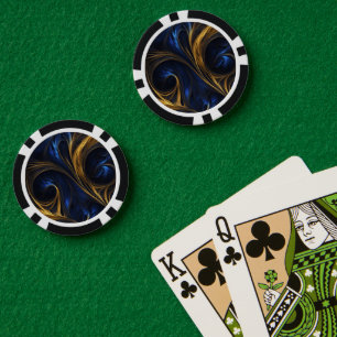 Lot De Jeton De Poker Royal Blue Gold Abstrait Swirl