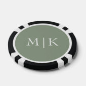 Lot De Jeton De Poker Sage vert et blanc | Monogramme moderne (Simple)