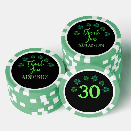 Lot De Jeton De Poker Saint Patrick Jour Anniversaire shamrock Merci (Empiler)