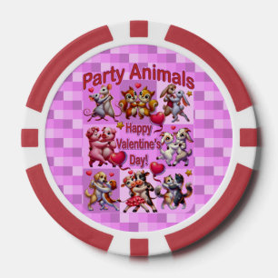 Lot De Jeton De Poker Saint Valentin Couples dansants "Animaux de fête"