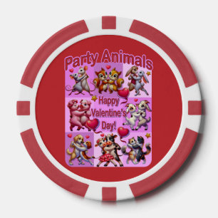 Lot De Jeton De Poker Saint Valentin Couples dansants "Animaux de fête"