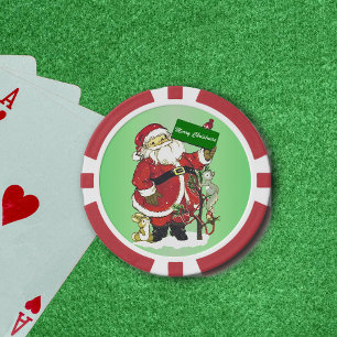 Lot De Jeton De Poker Santa Claus mignons Animaux Joyeux Noël