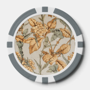 Lot De Jeton De Poker Sauge Vintage et Art Botanique Orange Brûlé