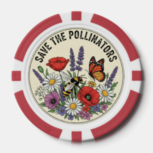Lot De Jeton De Poker Sauver le pollinisateur avec abeille, papillon et