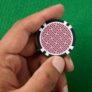 Lot De Jeton De Poker Sayagata motif, japonais, bourgogne et blanc