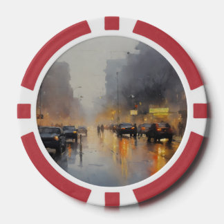 Lot De Jeton De Poker Scène de pluie du soir en ville