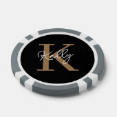 Lot De Jeton De Poker Script de monogramme d'or noir moderne (Simple)