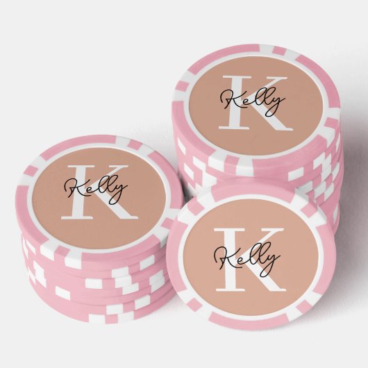 Lot De Jeton De Poker Script de monogramme rose vierge moderne (Empiler)