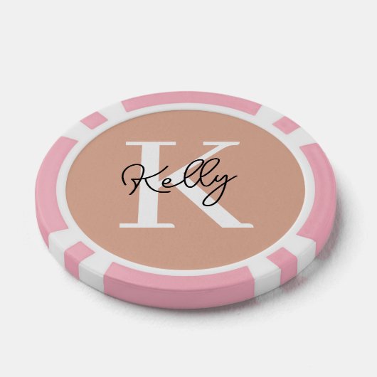 Lot De Jeton De Poker Script de monogramme rose vierge moderne (Simple)