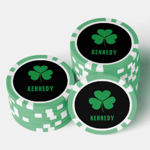 Lot De Jeton De Poker Shamrock Green Clover Irlande Celtic Irish Nom