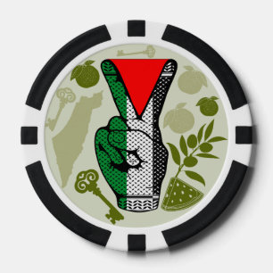 Lot De Jeton De Poker Signe de victoire à la main Résistance Symbole Tri