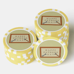 LOT DE JETON DE POKER SIGNE FÊTE DES PÈRES EN BOIS