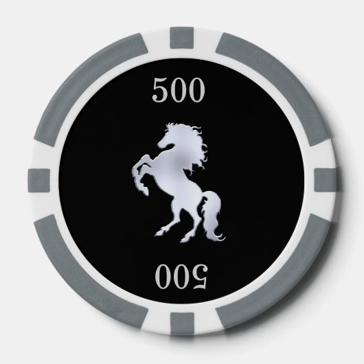 Lot De Jeton De Poker Silver Stallion Noir (Recto)