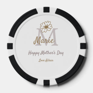 Lot De Jeton De Poker simple monogramme de la fête des mères en gris dor