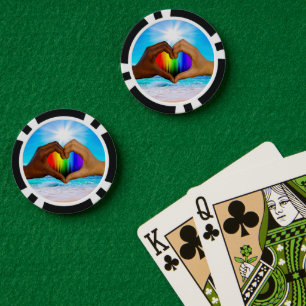 Lot De Jeton De Poker SlipperyJoe dégradé de cœur arc-en-ciel vibrant in