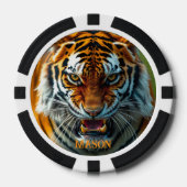 Lot De Jeton De Poker Snarling Tiger en colère Personnaliser le nom (Recto)