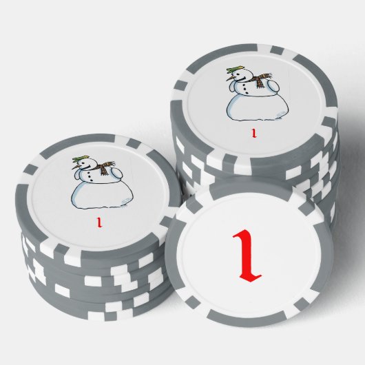 Lot De Jeton De Poker Snowman gris 1 puce de poker rayé (Empiler)