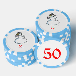 Lot De Jeton De Poker Snowwoman bleu clair 50 puce de poker rayé