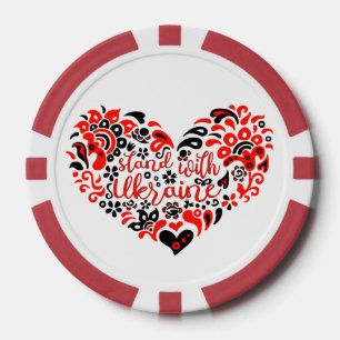 Lot De Jeton De Poker Soyez avec l'Ukraine lettrage et coeur