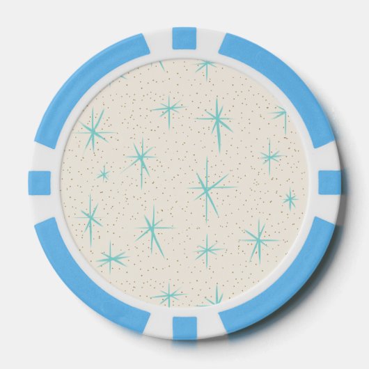 Lot De Jeton De Poker Space Age Turquoise Starburst Poker Chip (Recto)