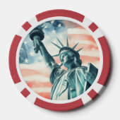 Lot De Jeton De Poker Statue de la Liberté avec drapeau américain (Verso)