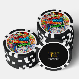 Lot De Jeton De Poker Streetart Graffiti Amour Maison Cœur Coloré Funky