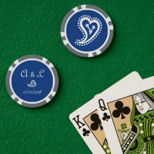 Lot De Jeton De Poker Sweet Paisley Hearts en bleu