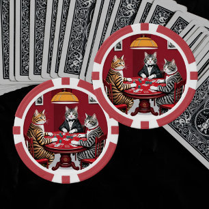 Lot De Jeton De Poker Tabby Cats Jouer Au Poker