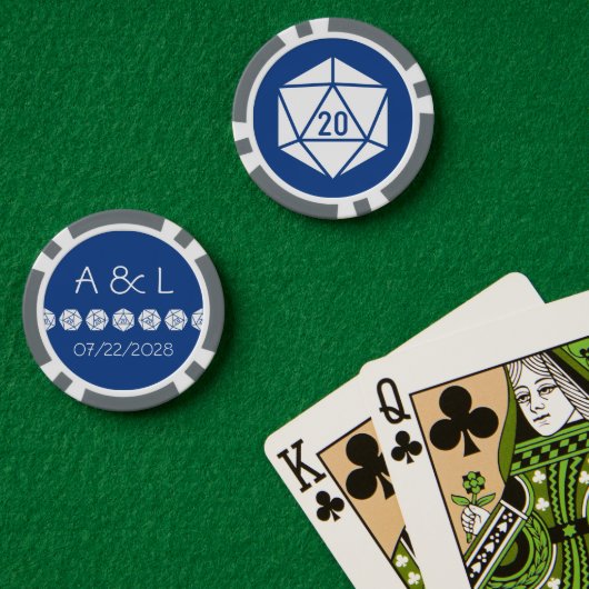 Lot De Jeton De Poker Table chic en bleu (Table de poker (double))