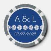 Lot De Jeton De Poker Table chic en bleu (Verso)