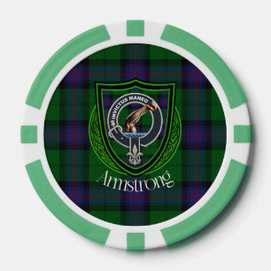 Lot De Jeton De Poker Tartan et blason du clan écossais Armstrong