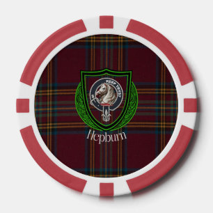 Lot De Jeton De Poker Tartan et blason du clan écossais Hepburn