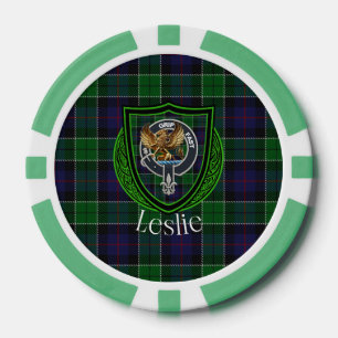 Lot De Jeton De Poker Tartan et blason du clan écossais Leslie