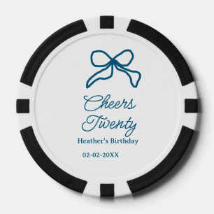 Lot De Jeton De Poker Tchin tchin vingt ruban d'anniversaire bleu nom da