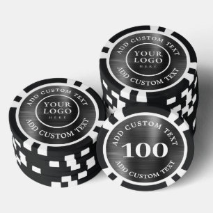 Lot De Jeton De Poker Texte de logo personnalisé en métal noir Style Bus