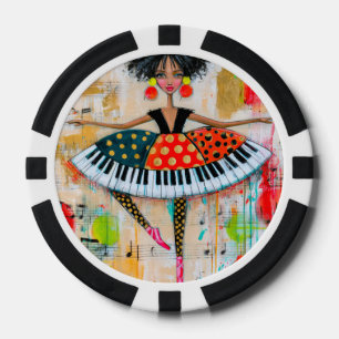 Lot De Jeton De Poker Touche de piano fantaisiste Musique Ballerine