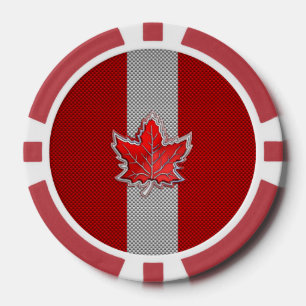 Lot De Jeton De Poker Toute la feuille d'érable rouge canadienne sur la