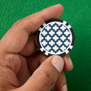Lot De Jeton De Poker Trellis bleu blanc et marine, treillis, Quatrefoil