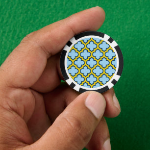 Lot De Jeton De Poker Trellis bleu et jaune, treillis, Quatrefoil