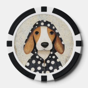 Lot De Jeton De Poker Triste chiot Beagle en sweat à capuche à pois