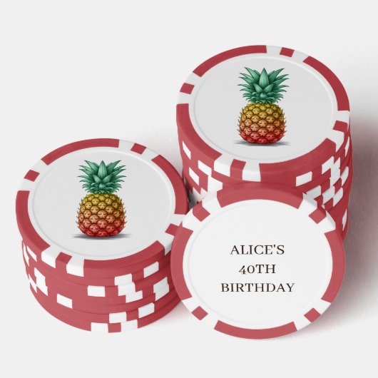 Lot De Jeton De Poker Tropical party with pineapple (Empiler)
