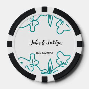 Lot De Jeton De Poker Turquoise bleu couple marié date flstylish
